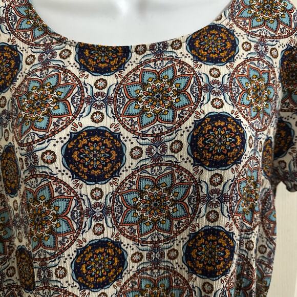 💥Lulu’s Perfect Getaway Blue Orange Print Shift Mini Dress Women’s Small boho - Picture 2 of 9